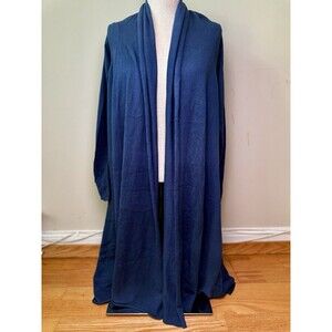 DKNY Women’s Open Duster High Low Cardigan Silk Cashmere Blend Navy Blue Size S